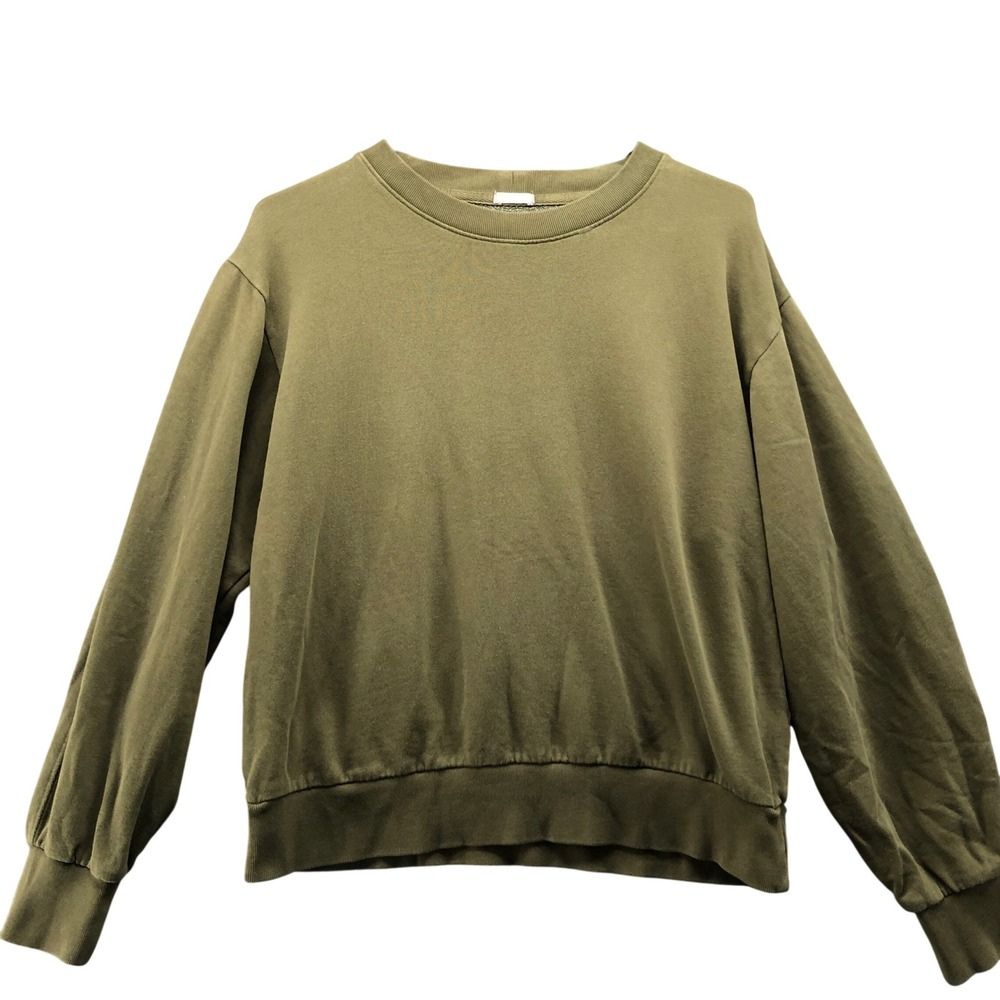 Gap Vintage Soft Balloon Sleeve Sweatshirt Womens S Olive Green Crewneck